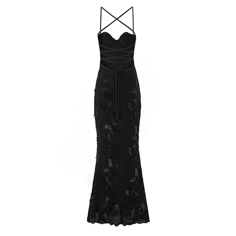 Spaghetti Straps Elegant Evening Party Long Dresses For Bandage Backless Sexy Slim Mermaid Dresses