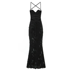 Spaghetti Straps Elegant Evening Party Long Dresses For Bandage Backless Sexy Slim Mermaid Dresses