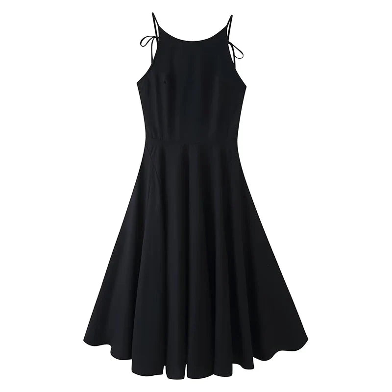 Summer Sleeveless Backless Wide Swing Midi Dresses