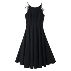Summer Sleeveless Backless Wide Swing Midi Dresses