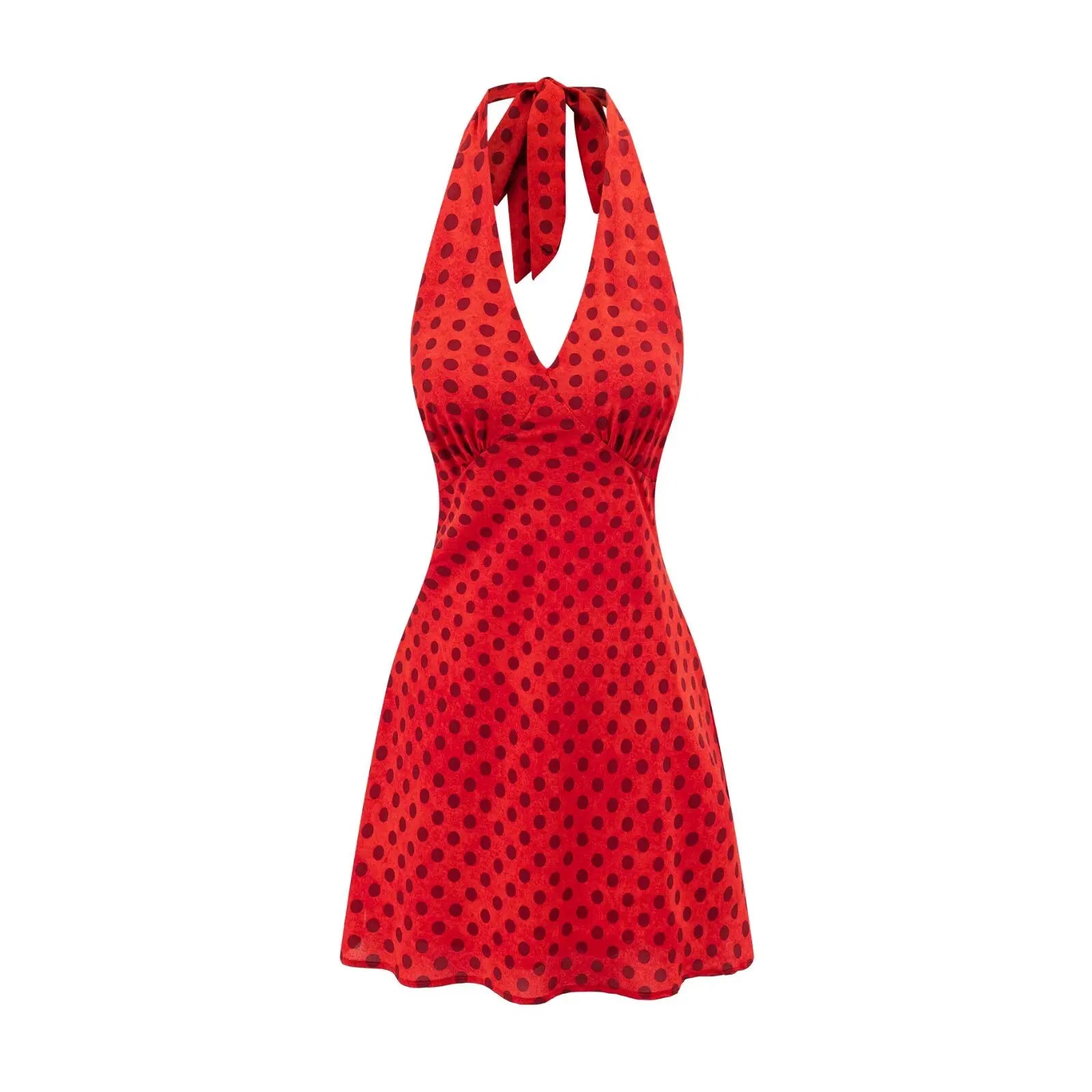 Sexy Backless Halter Polka Dot Dresses