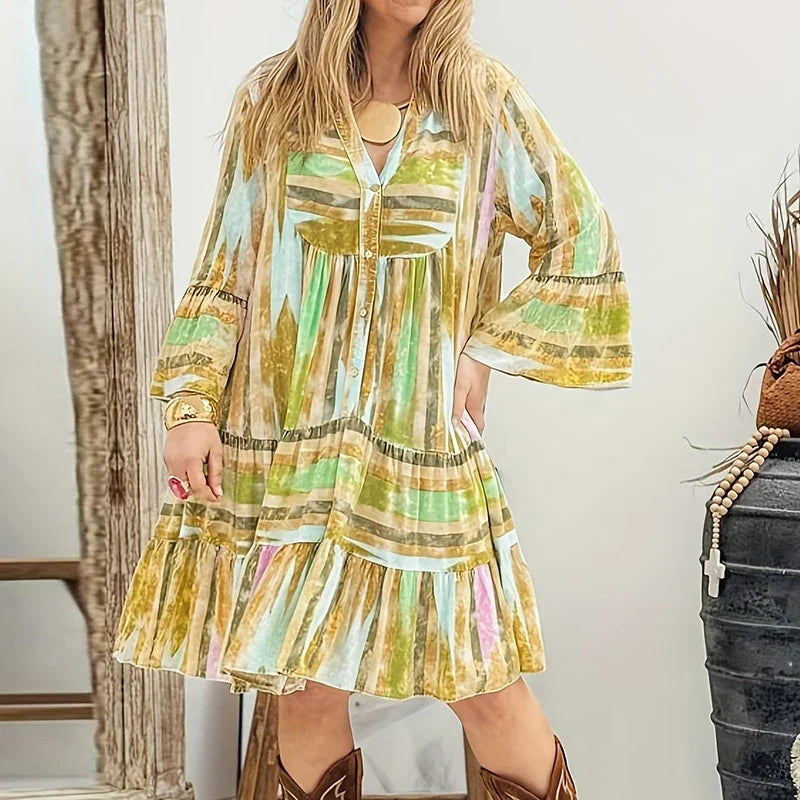 Bohemian Style Loose Fit Pleated Dresses