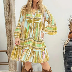 Bohemian Style Loose Fit Pleated Dresses