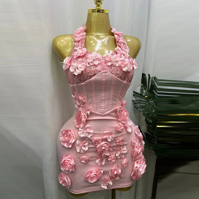 Flower Patchwork Camisole Cocktail Party Dresses