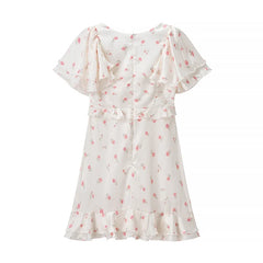 Sweet Floral Print Ruffle Mini Dresses
