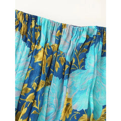Sexy Off Shoulder Floral Print Chiffon Strapless Dresses Layered A-line Casual Summer Beach Dresses
