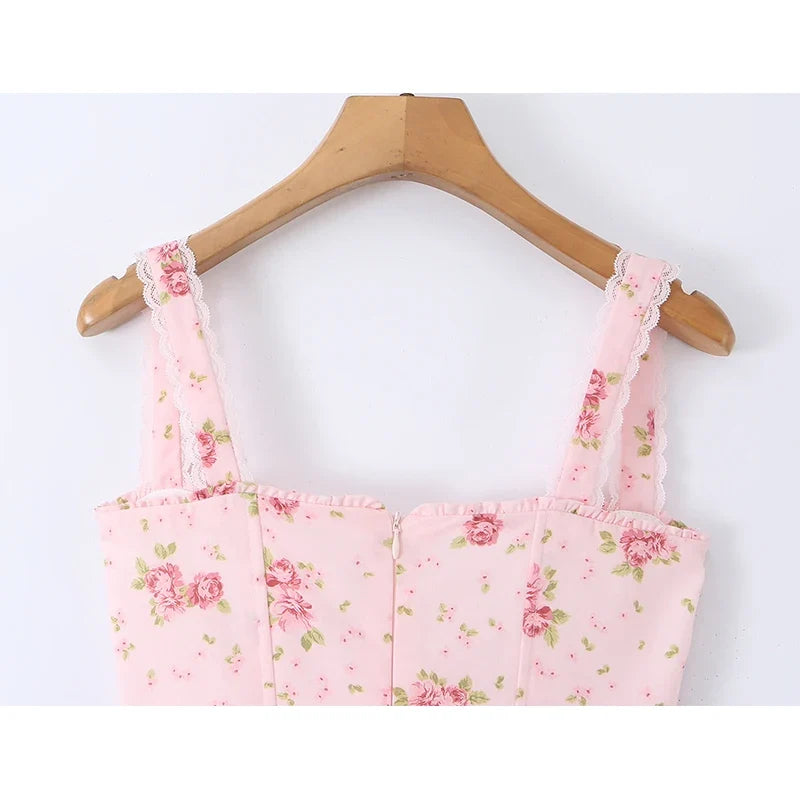 Pink Floral Corset Dresses
