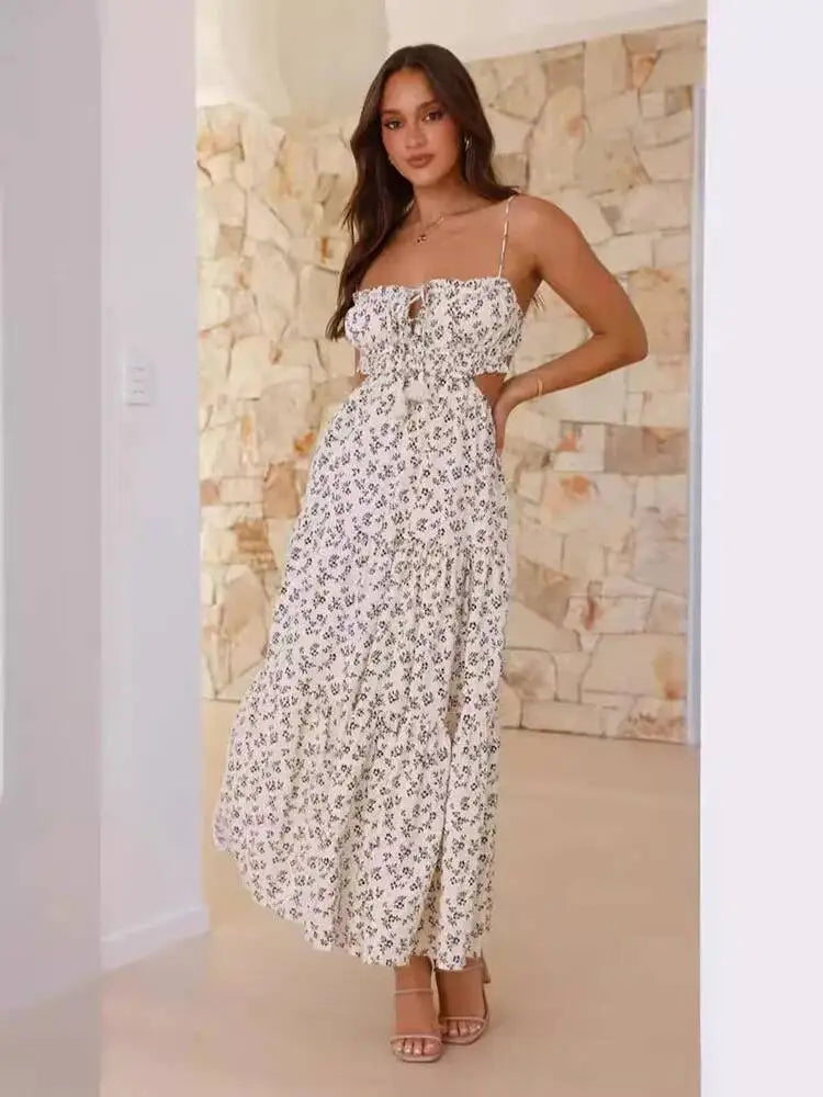 Sweet V-neck Sleeveless Pleated Patchwork Dresses