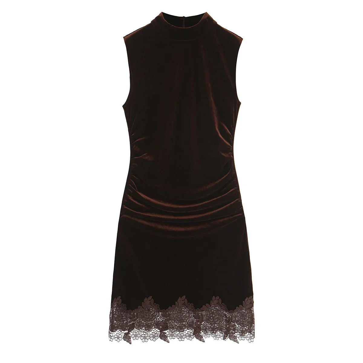 Sexy Lace Trim Velvet Dresses