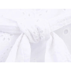 Hollow Out Embroidery White Shirt Dresses