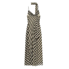 Summer Sexy Spaghetti Strap Striped Long Dresses