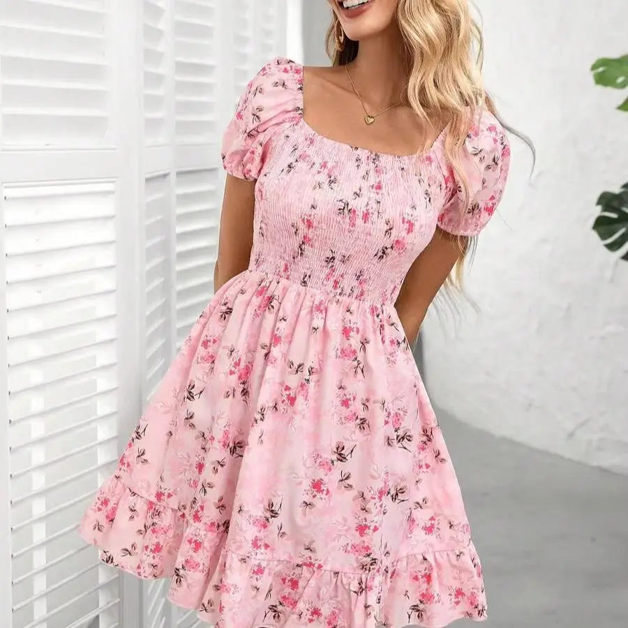 Elegant Romantic Ditsy Floral Print Mini Dresses