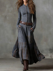 Autumn Button High Waist Commuting Dresses