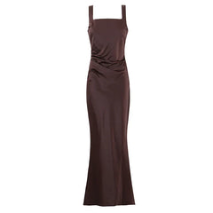 Sexy Spaghetti Straps Slim Fit Long Dresses For Lace Up Back Elegant Evening Party Dresses