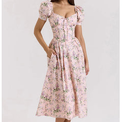 Romantic Print Midi Dresses