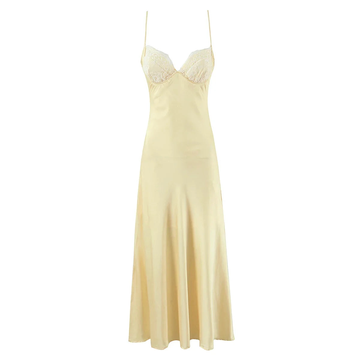Satin Yellow Sling Sexy Elegant Dresses For Thin Straps A-line Midi Evening Party Dresses Christmas Robe