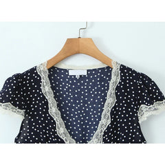 Navy Blue Polka Dot Mini Dresses