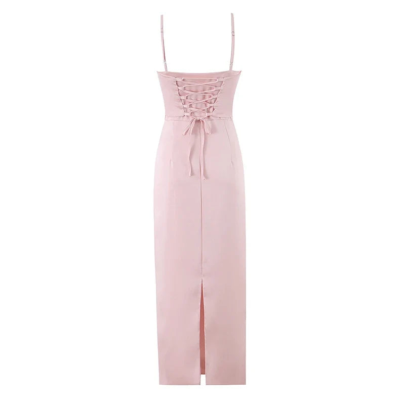 Elegant Satin Corset Bust Cami Dresses