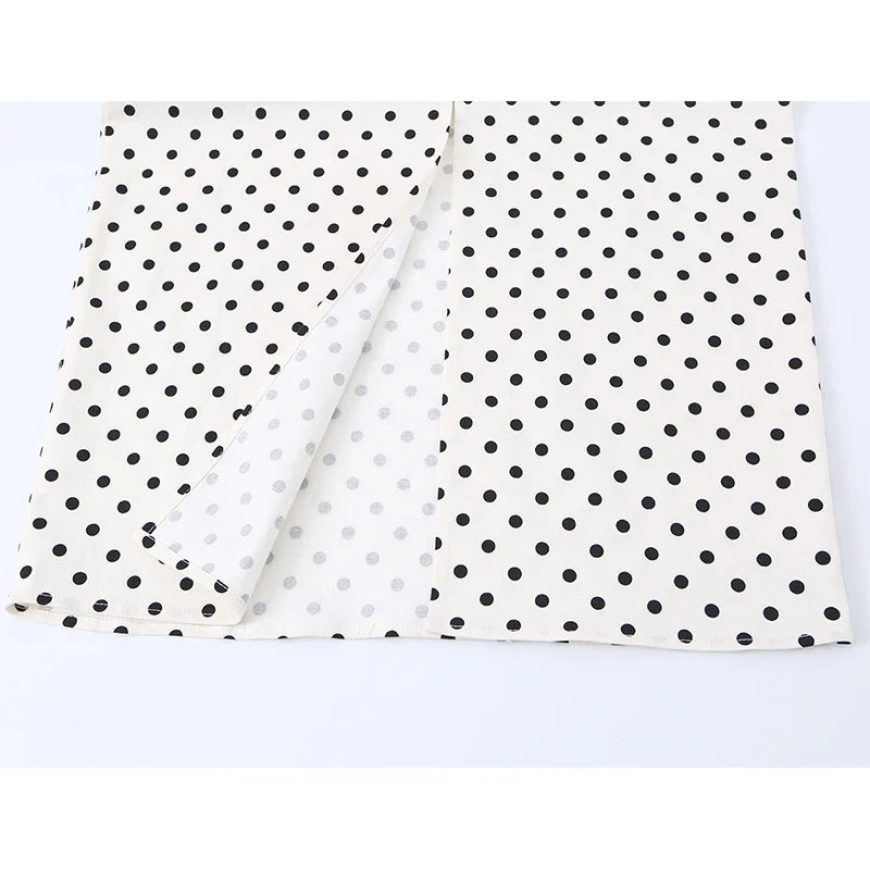 White Polka Dot Spaghetti Strap Midi Dresses