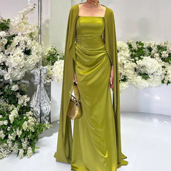 Sexy Backless Lace Up Bridesmaid Dresses Casual Square Neck Slim Fit Evening Gown Elegant Shawl Sleeves Solid Color Robe Dress
