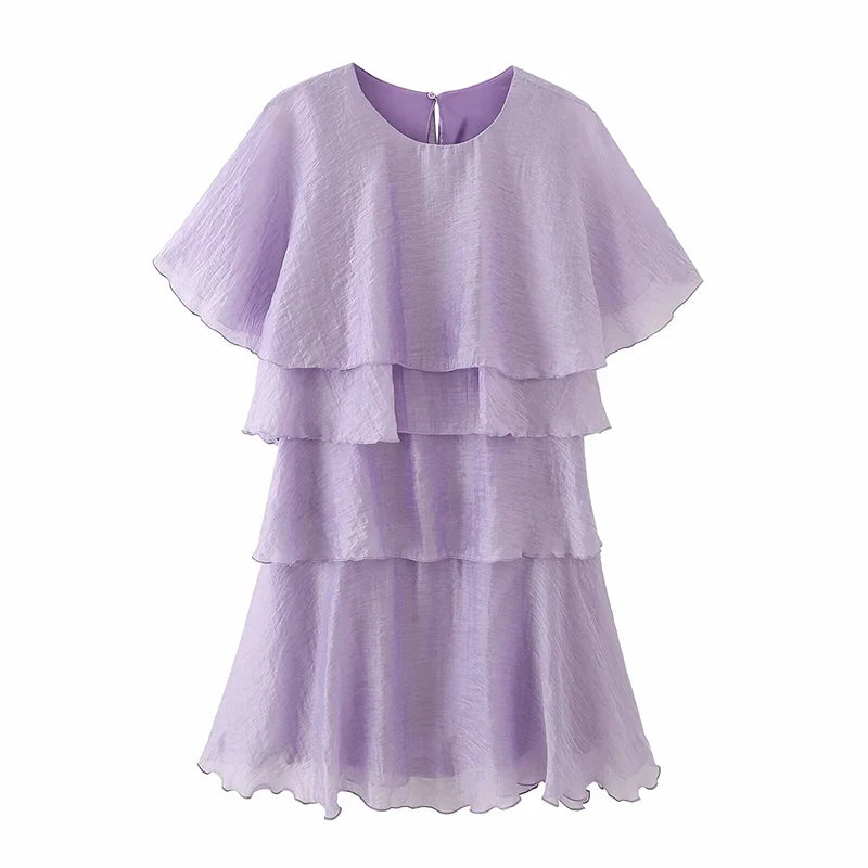 Light Purple Ruffle Mini Dresses