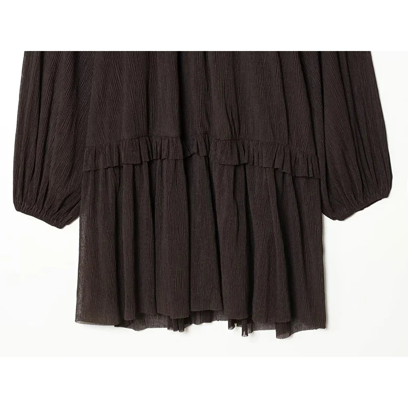 Long Sleeve High Neck Short Spring Dresses Female Casual Vestidos