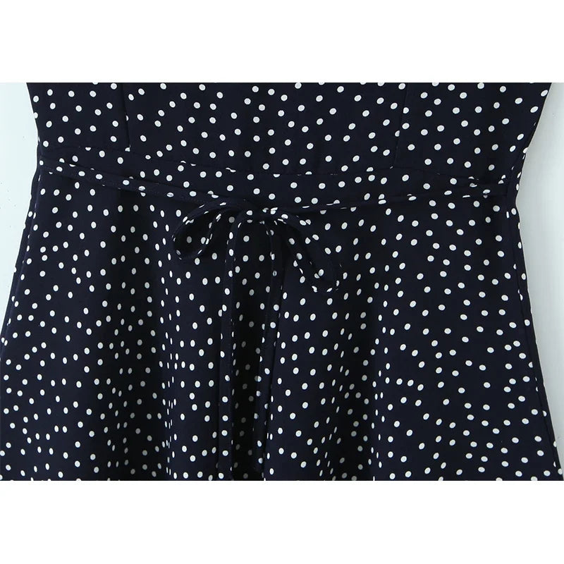 Navy Blue Polka Dot Mini Dresses