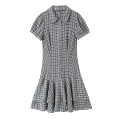 Plaid Ruffled Short Dresses