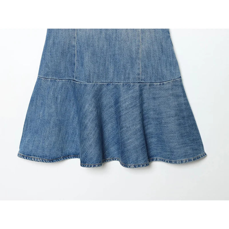 Light Blue Denim Mini Dresses