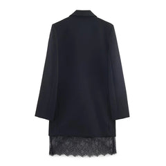 Lace Trim Black Blazer Dresses