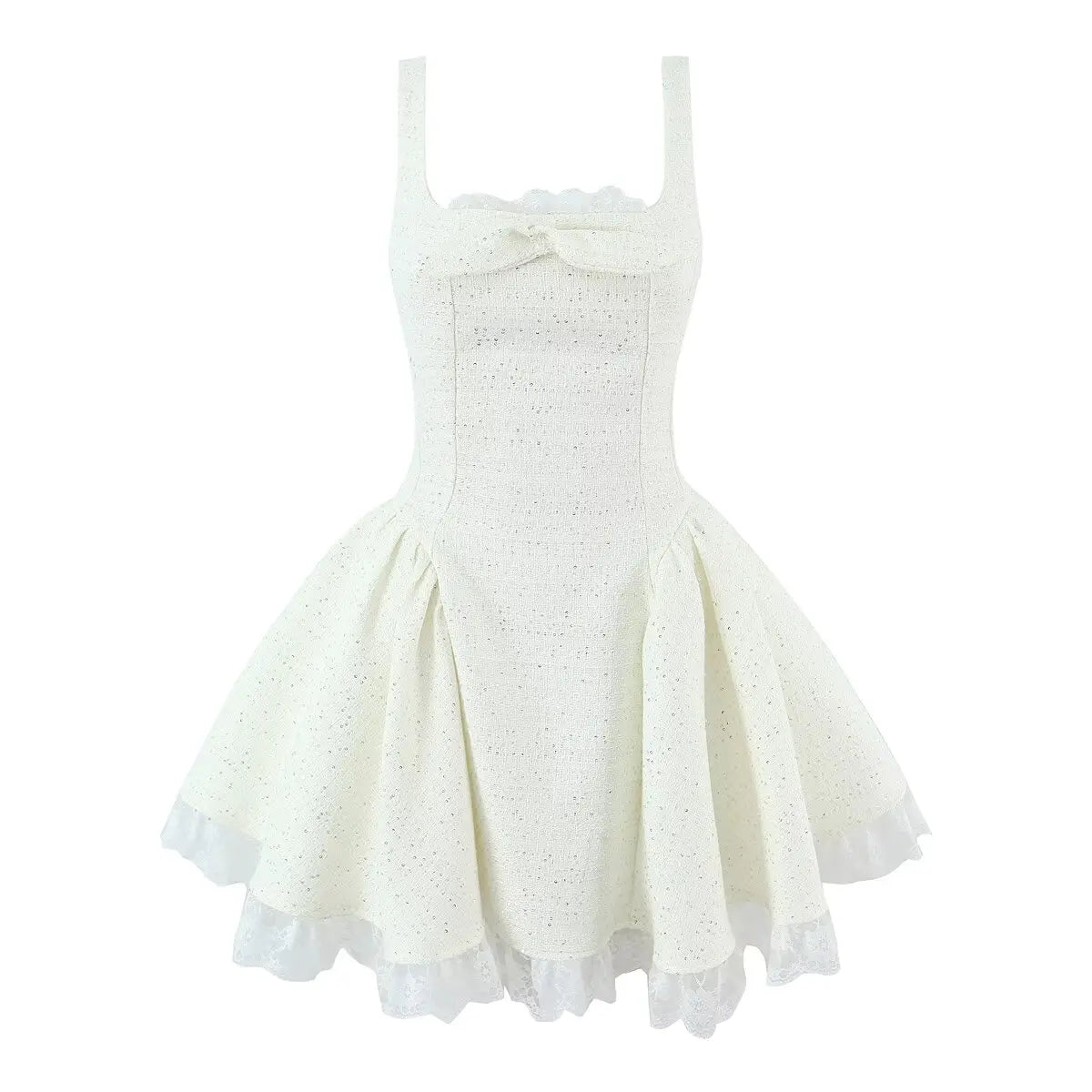 Sexy Sweet Elegant Ball Gown Mini Dresses Pretty Girls Lace Trim Bow Sequin Birthday Party Dress