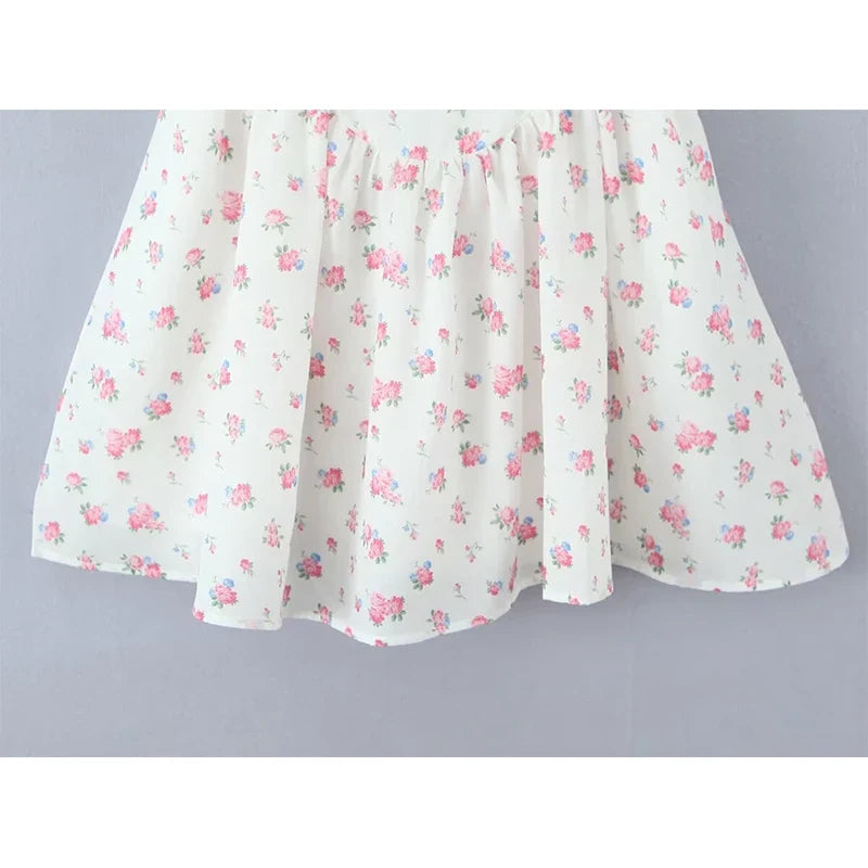 French Style Floral Print Pastoral Holiday Dresses