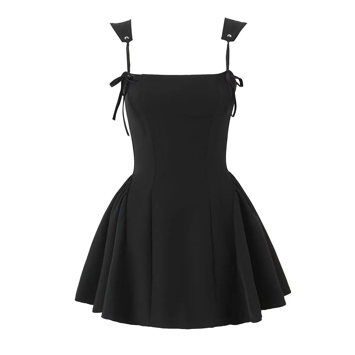 Sexy Spaghetti Straps Black Mini Ball Gown Dresses