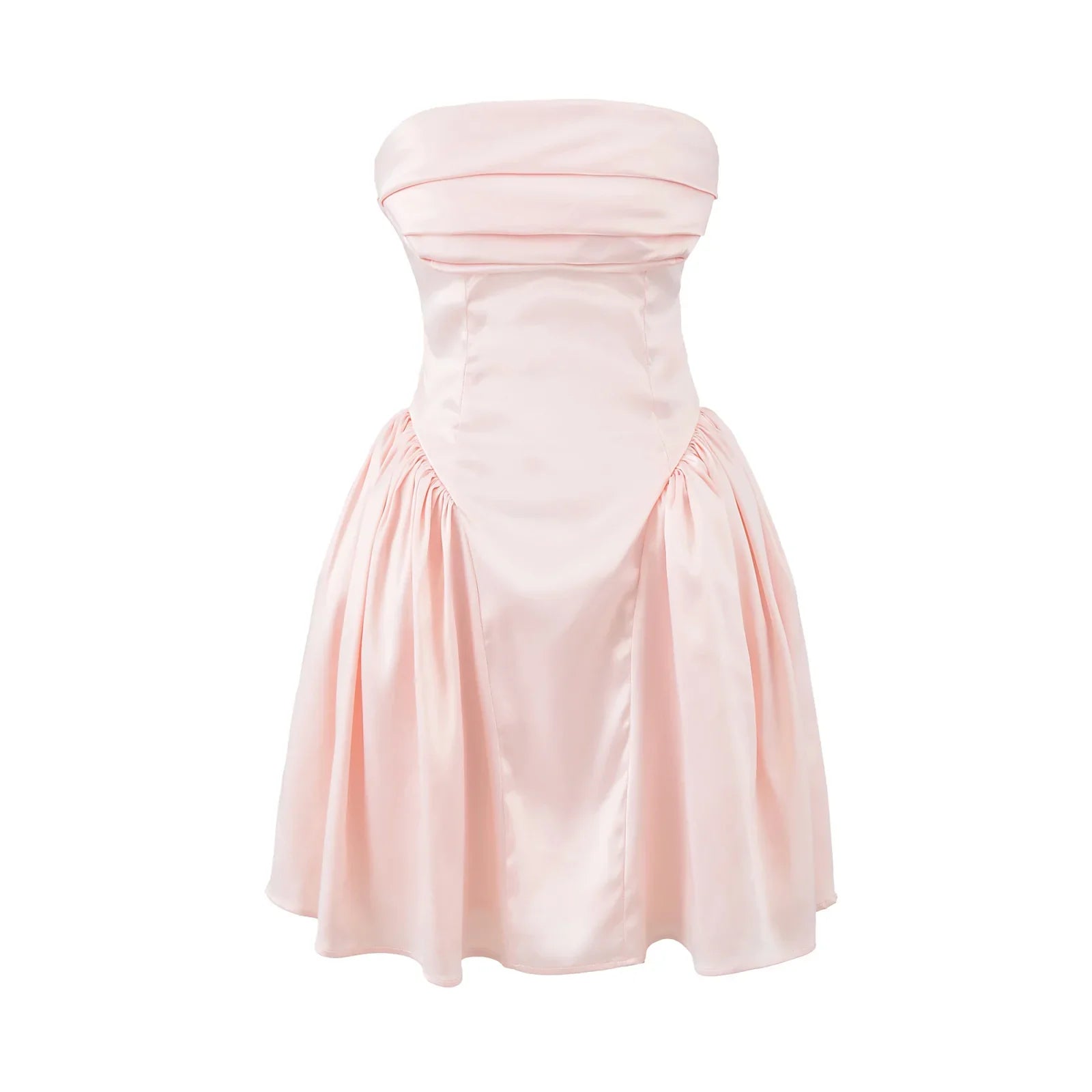 Sexy Elegant Prom Strapless Dresses Lace Up Back White Pink Evening Party Mini Dresses
