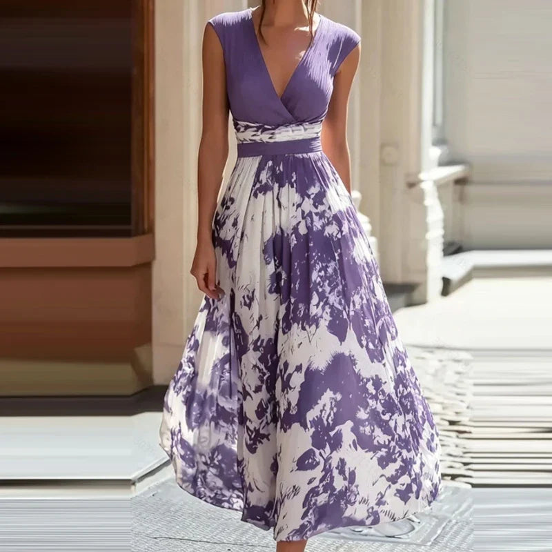 Ladies Elegant Cocktail Party Dresses Sexy V Neck Sleeveless Slim Fit Commuter Dresses