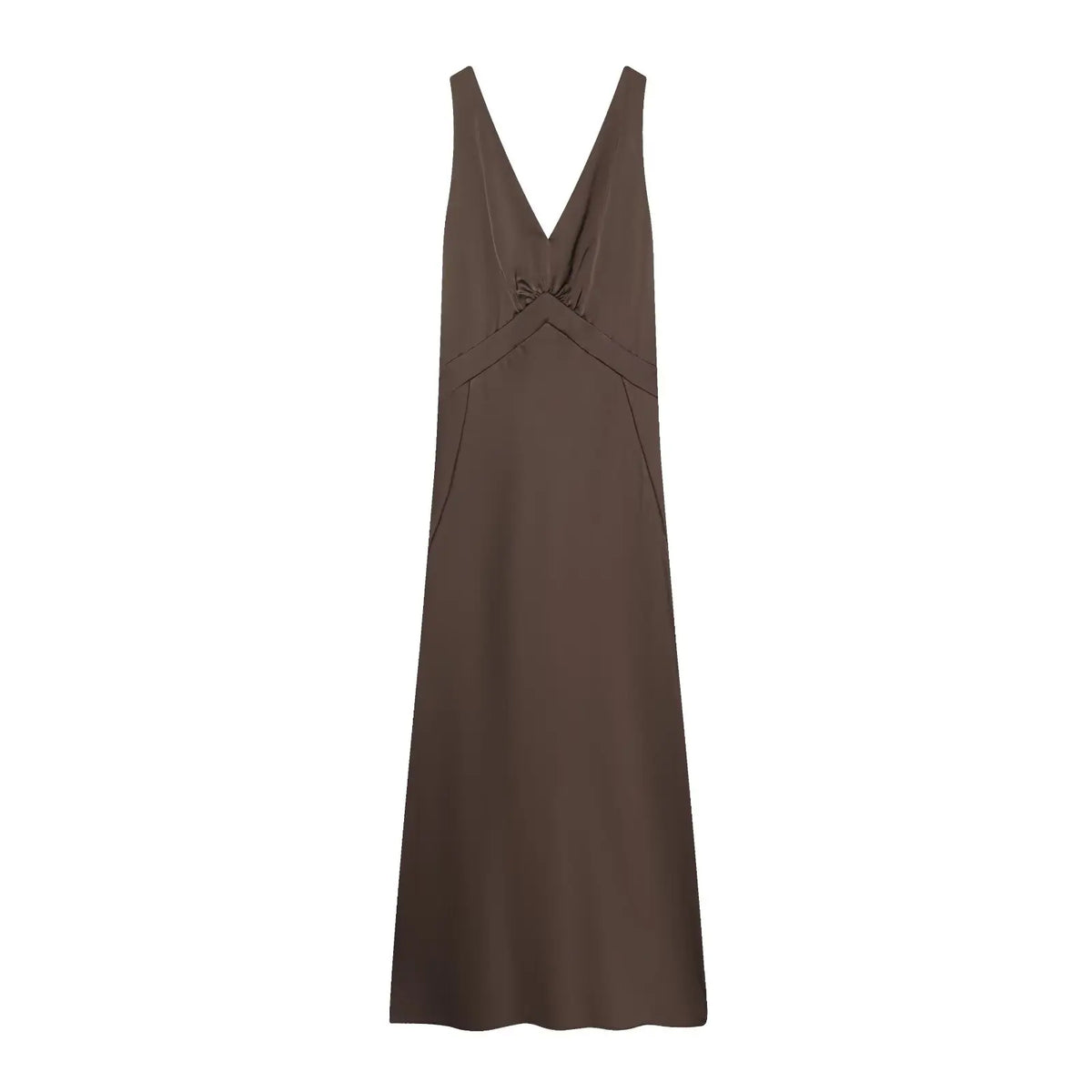 Wide Straps V Neck Satin Long Dresses
