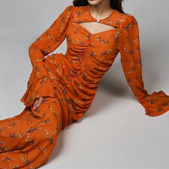 Sweet Casual Long Dresses Flare Sleeve Design Spring Summer Holiday Dresses