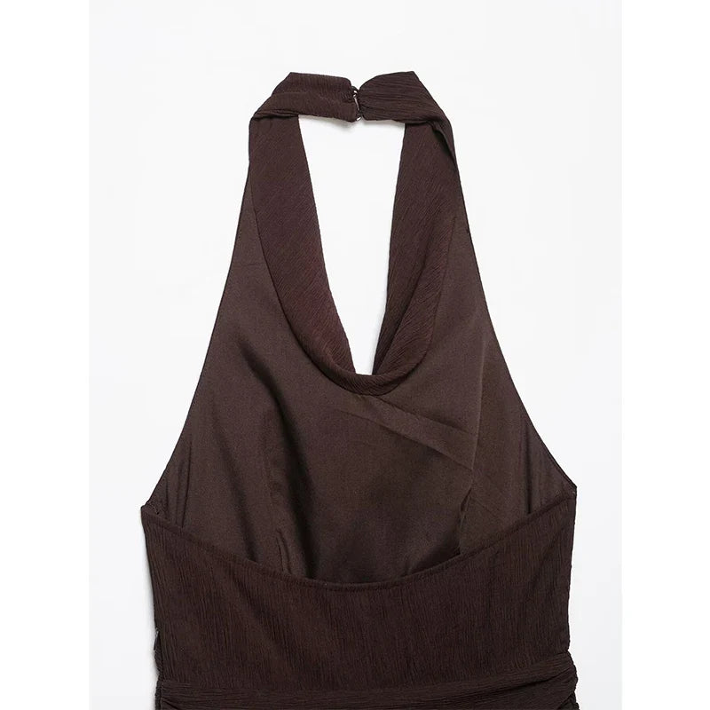Brown Halter Mini Dresses