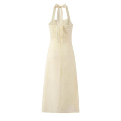 Yellow Halter Midi Dresses