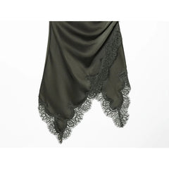 Romantic Lace Trim Green Camisole Dresses