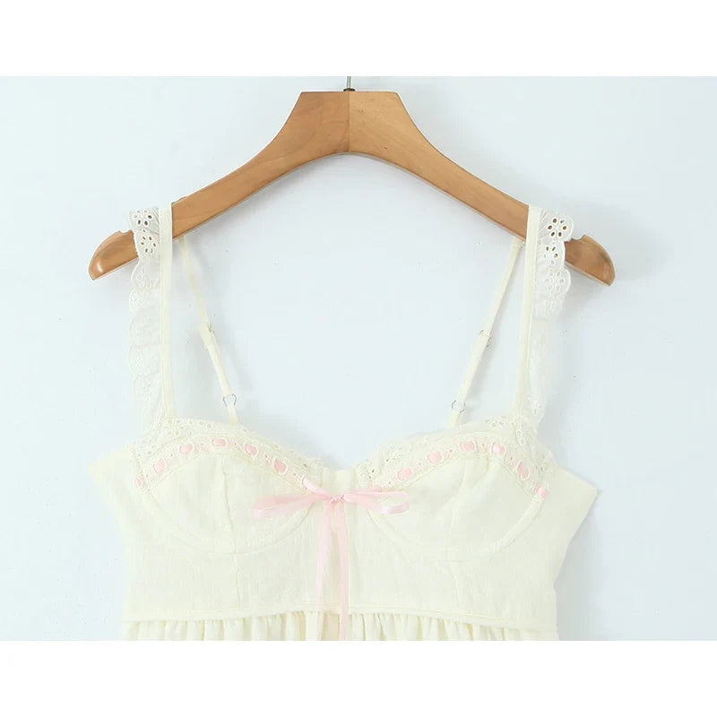 Sexy Backless Lace Up Casual Summer Dresses Elegant High Waist A-line Mini Dresses