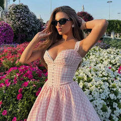 Sexy Elegant Pink Sling Mini Dresses