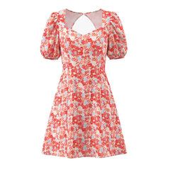 Sexy Backless Floral Print Holiday Dresses