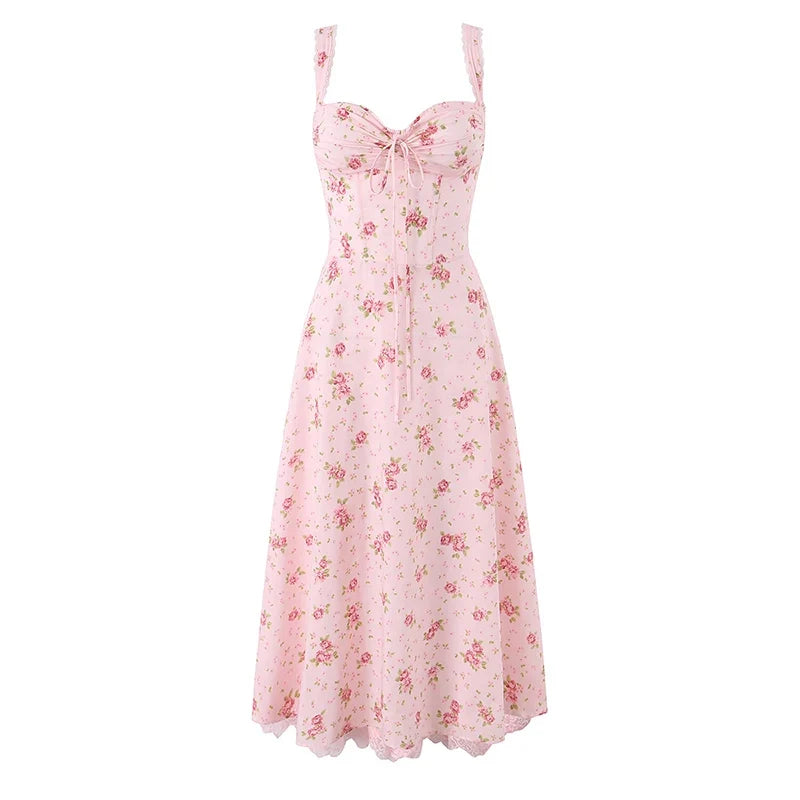 Pink Floral Corset Dresses