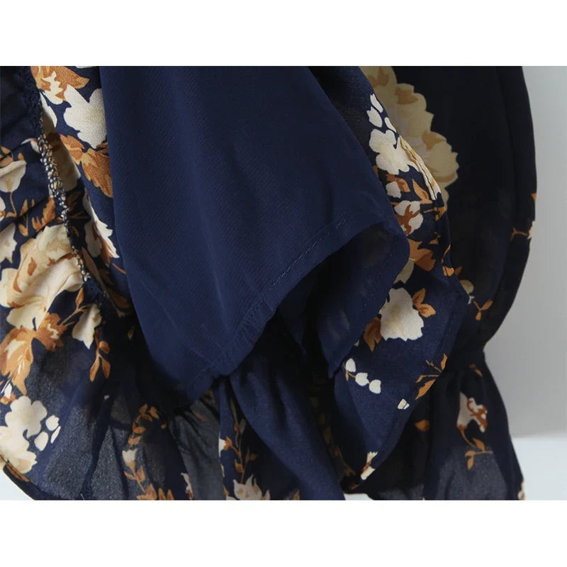 French Vacation-style Floral Print Slim Fit Sling Dresses