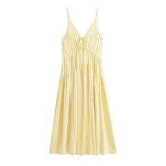 Long Ruched Yellow Dresses