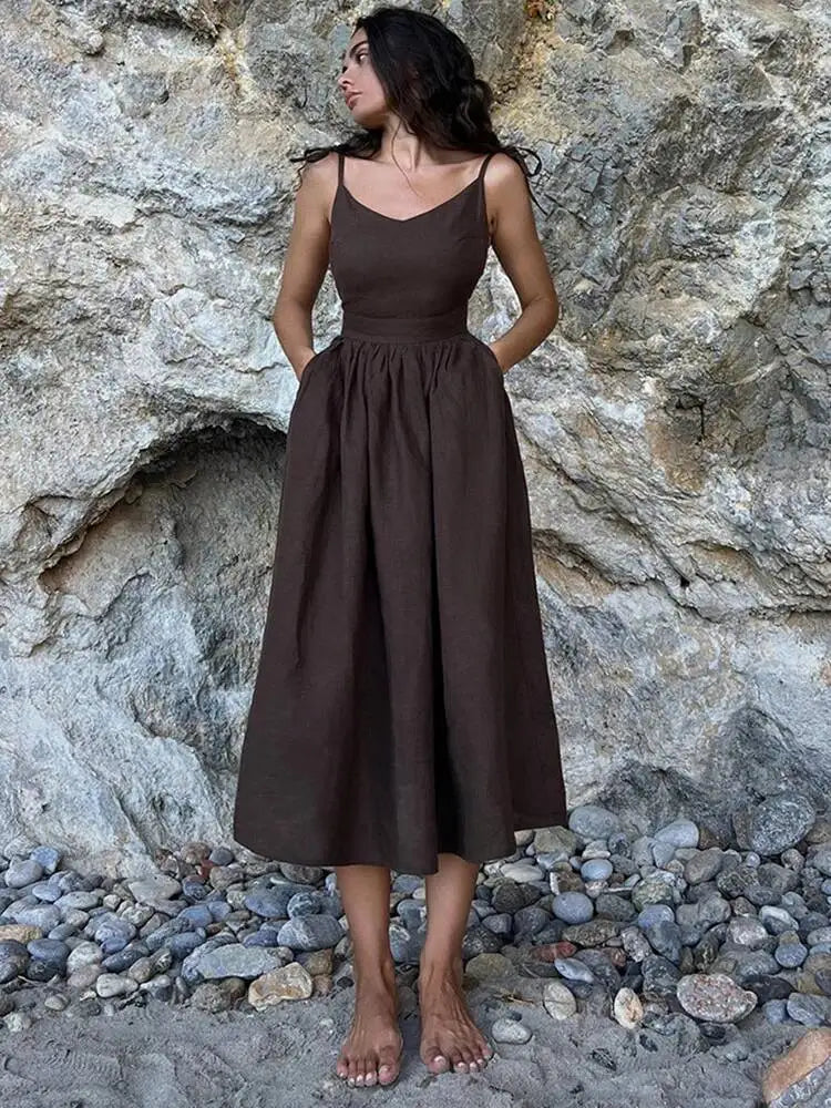 Sexy V-neck Strap Backless Dresses