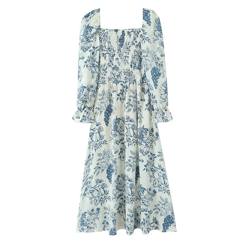 French Style Retro Floral Print Spring Dresses