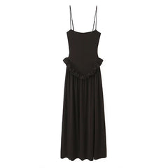 Dark Brown Spaghetti Strap Maxi Dresses