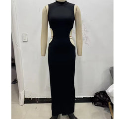 Black Sexy Hollow Out Long Dresses